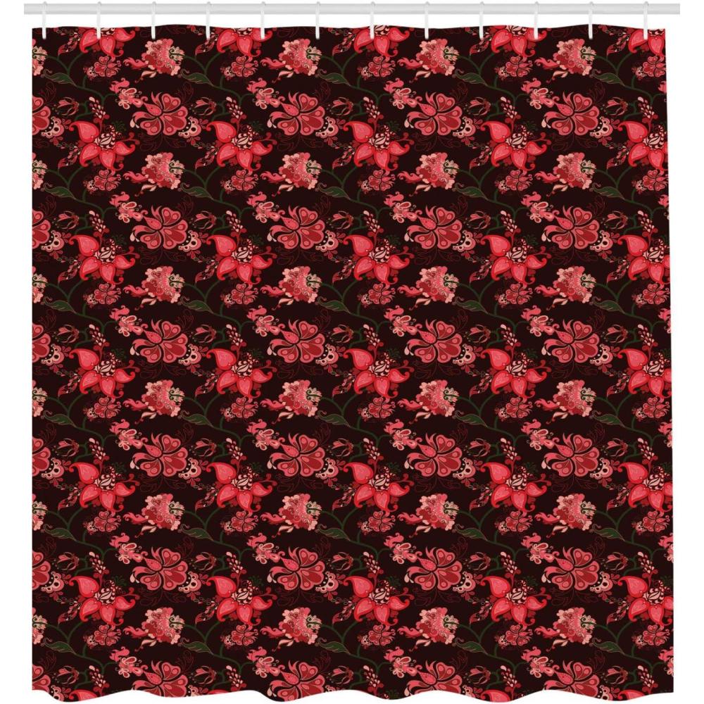 imageAmbesonne Romantic Shower Curtain Paisley with Nostalgic Oriental Inspirations Blooming Valentines Day Love Bouquet Fabric Bathroom Decor Set with Hooks 105 inches Extralong Multicolor