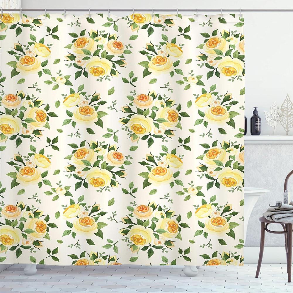 imageAmbesonne Rose Shower Curtain Romantic Lisianthus Berries as an Arch Marriage Wedding and Gatherings Design in Soft Pastel Colors Cloth Fabric Bathroom Set with Hooks 69 W x 75 L Purple CreamYellow Green Beige