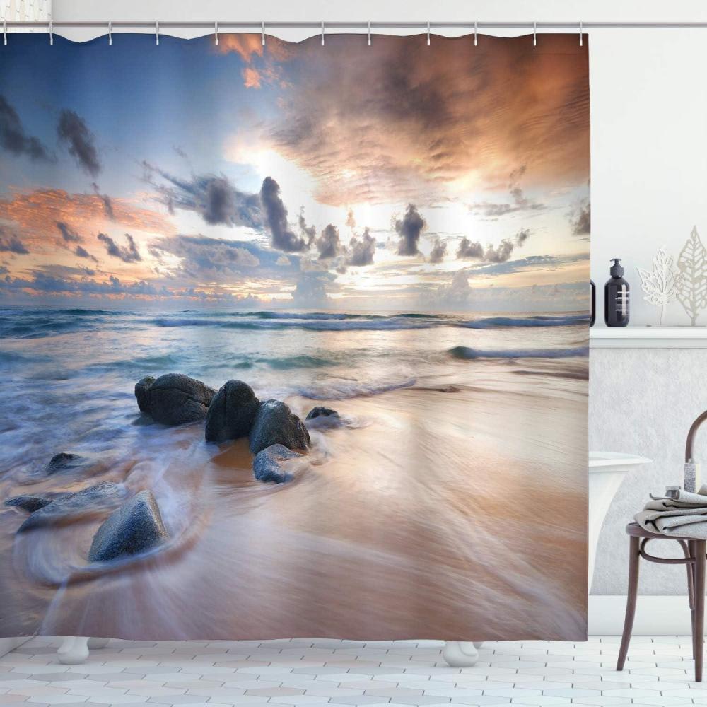 imageAmbesonne Rose Shower Curtain Romantic Lisianthus Berries as an Arch Marriage Wedding and Gatherings Design in Soft Pastel Colors Cloth Fabric Bathroom Set with Hooks 69 W x 75 L Purple CreamIvory Blue