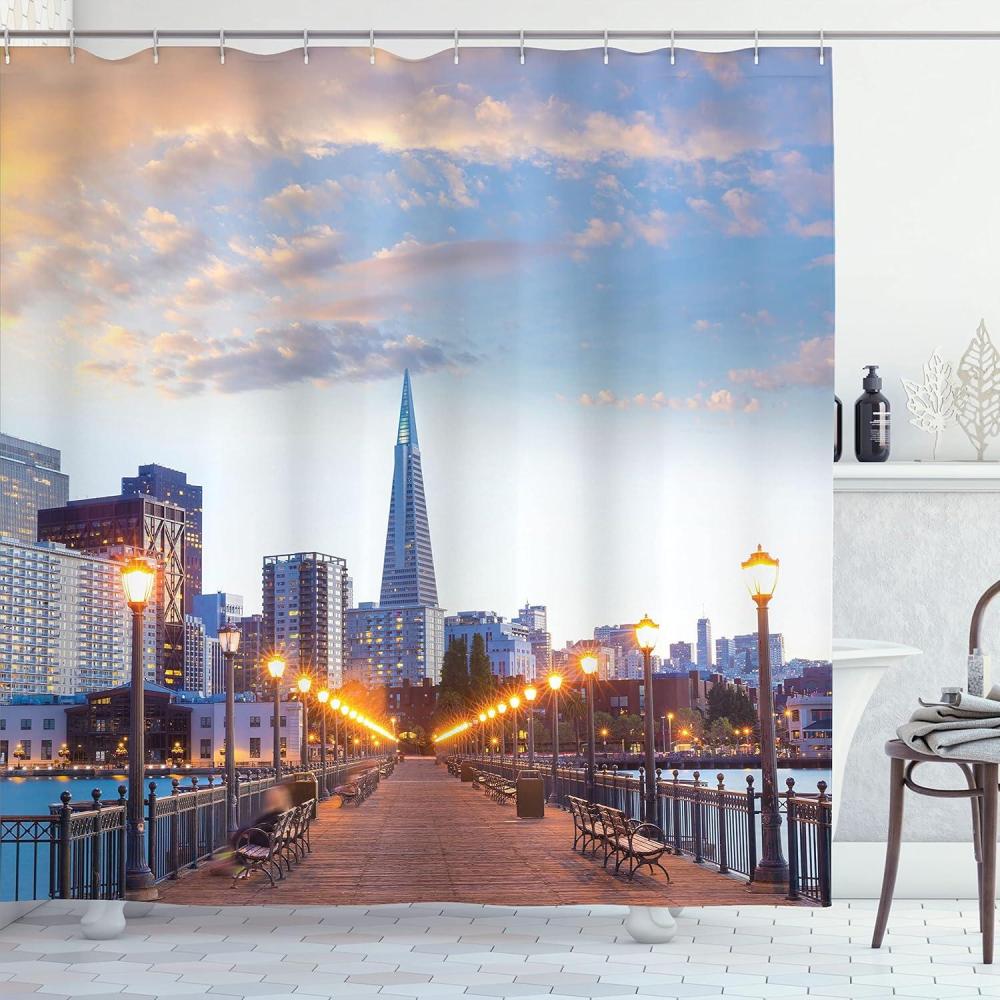imageAmbesonne Rose Shower Curtain Romantic Lisianthus Berries as an Arch Marriage Wedding and Gatherings Design in Soft Pastel Colors Cloth Fabric Bathroom Set with Hooks 69 W x 75 L Purple CreamBlue Gray