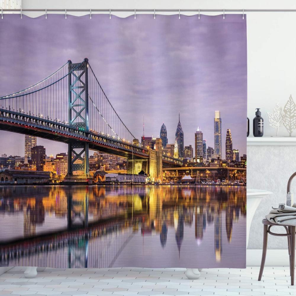 imageAmbesonne Rose Shower Curtain Romantic Lisianthus Berries as an Arch Marriage Wedding and Gatherings Design in Soft Pastel Colors Cloth Fabric Bathroom Set with Hooks 69 W x 75 L Purple CreamOrange Yellow