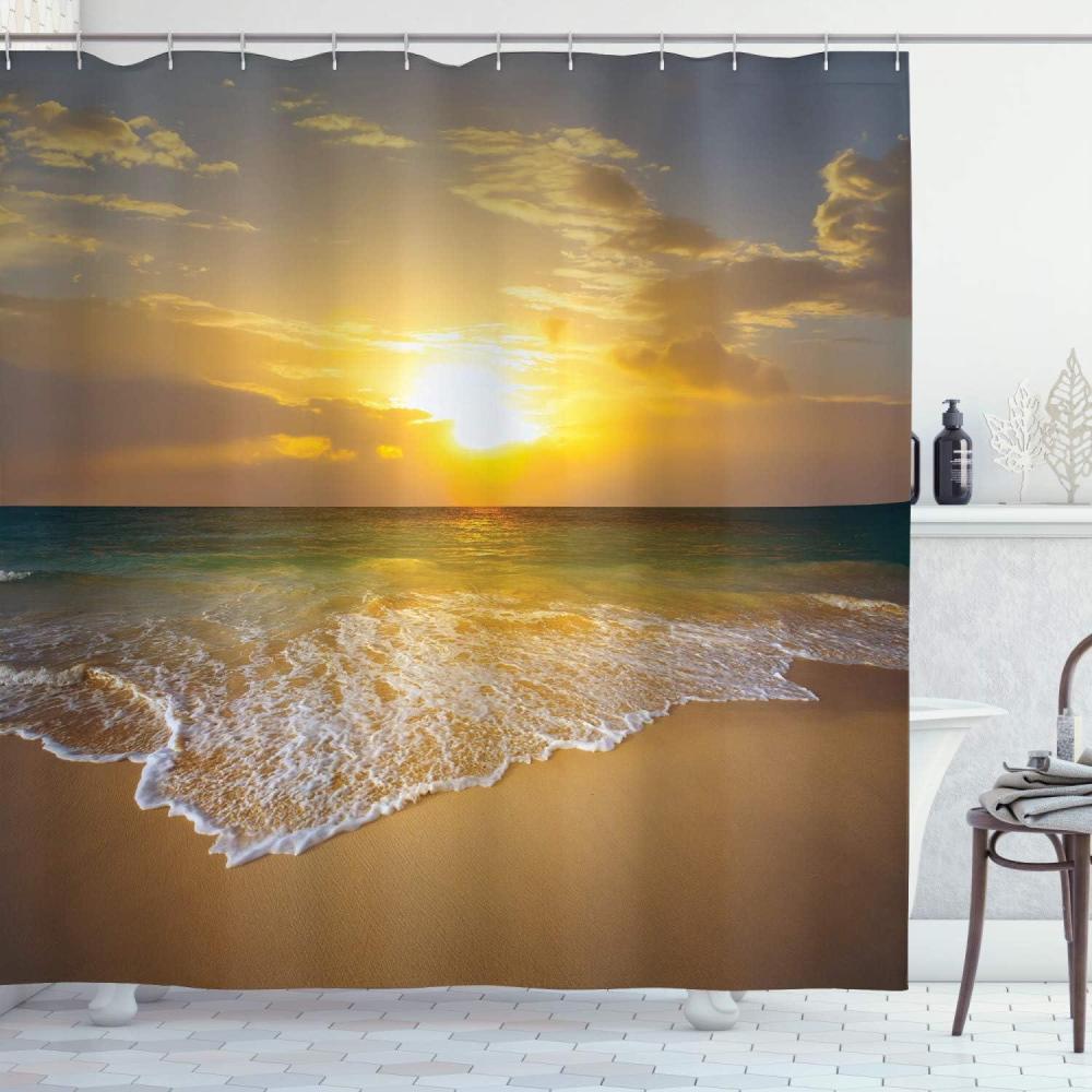 imageAmbesonne Rose Shower Curtain Romantic Lisianthus Berries as an Arch Marriage Wedding and Gatherings Design in Soft Pastel Colors Cloth Fabric Bathroom Set with Hooks 69 W x 75 L Purple CreamBrown Yellow