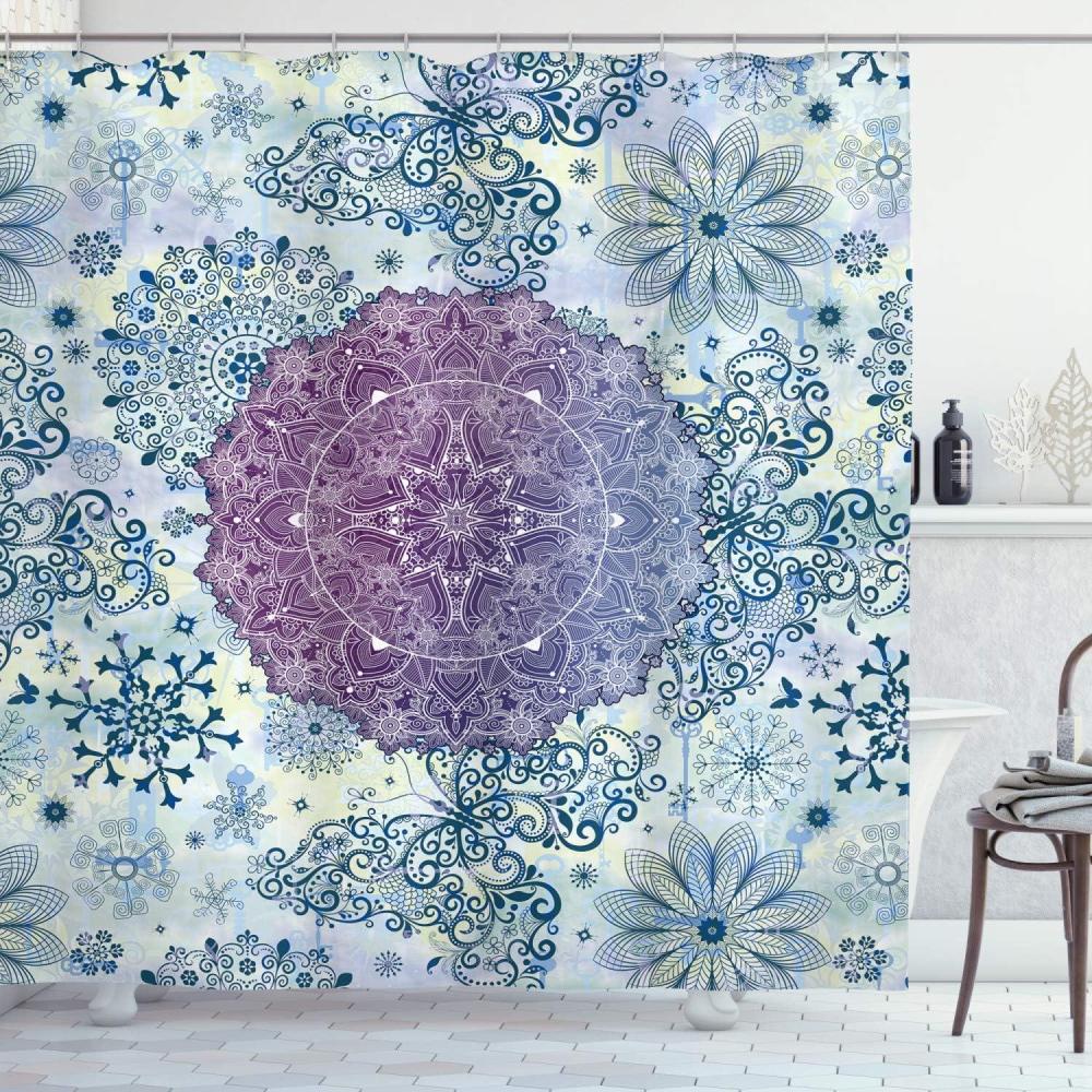 imageAmbesonne Rose Shower Curtain Romantic Lisianthus Berries as an Arch Marriage Wedding and Gatherings Design in Soft Pastel Colors Cloth Fabric Bathroom Set with Hooks 69 W x 75 L Purple CreamPurple Blue
