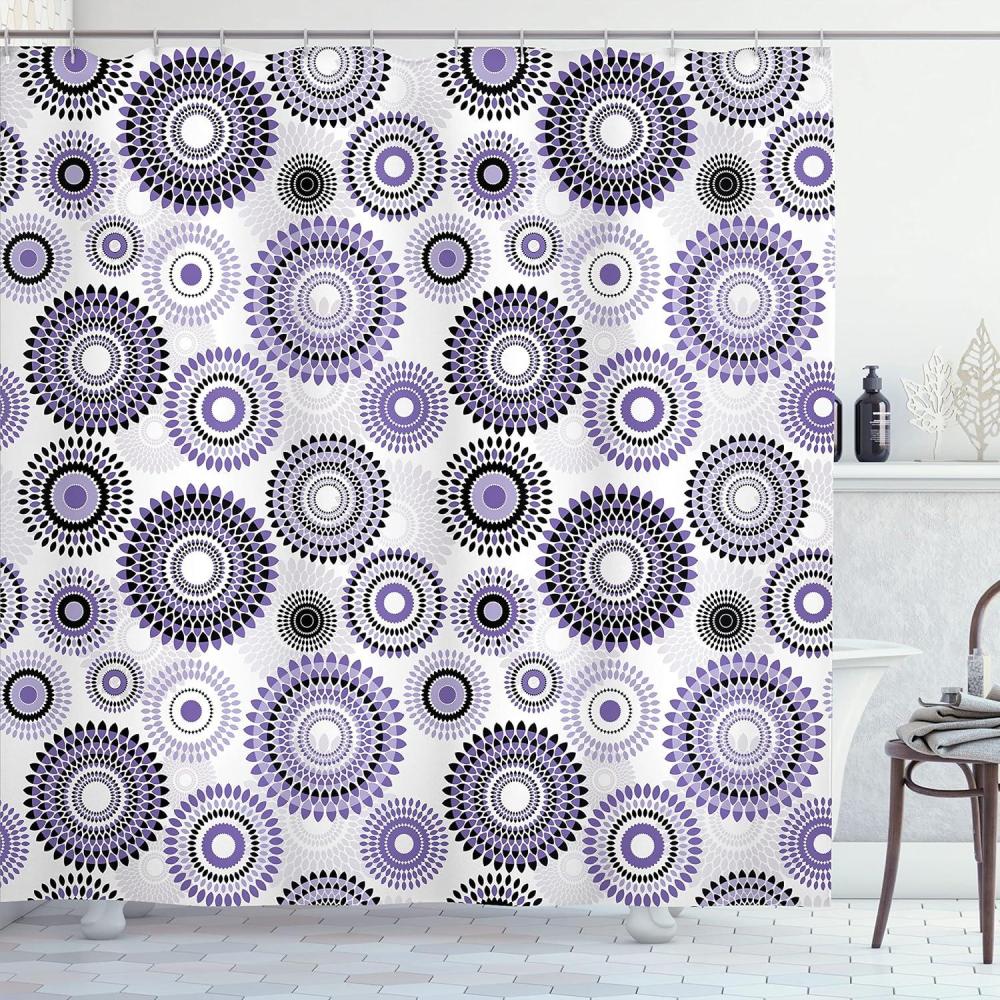 imageAmbesonne Rose Shower Curtain Romantic Lisianthus Berries as an Arch Marriage Wedding and Gatherings Design in Soft Pastel Colors Cloth Fabric Bathroom Set with Hooks 69 W x 75 L Purple CreamPurple White