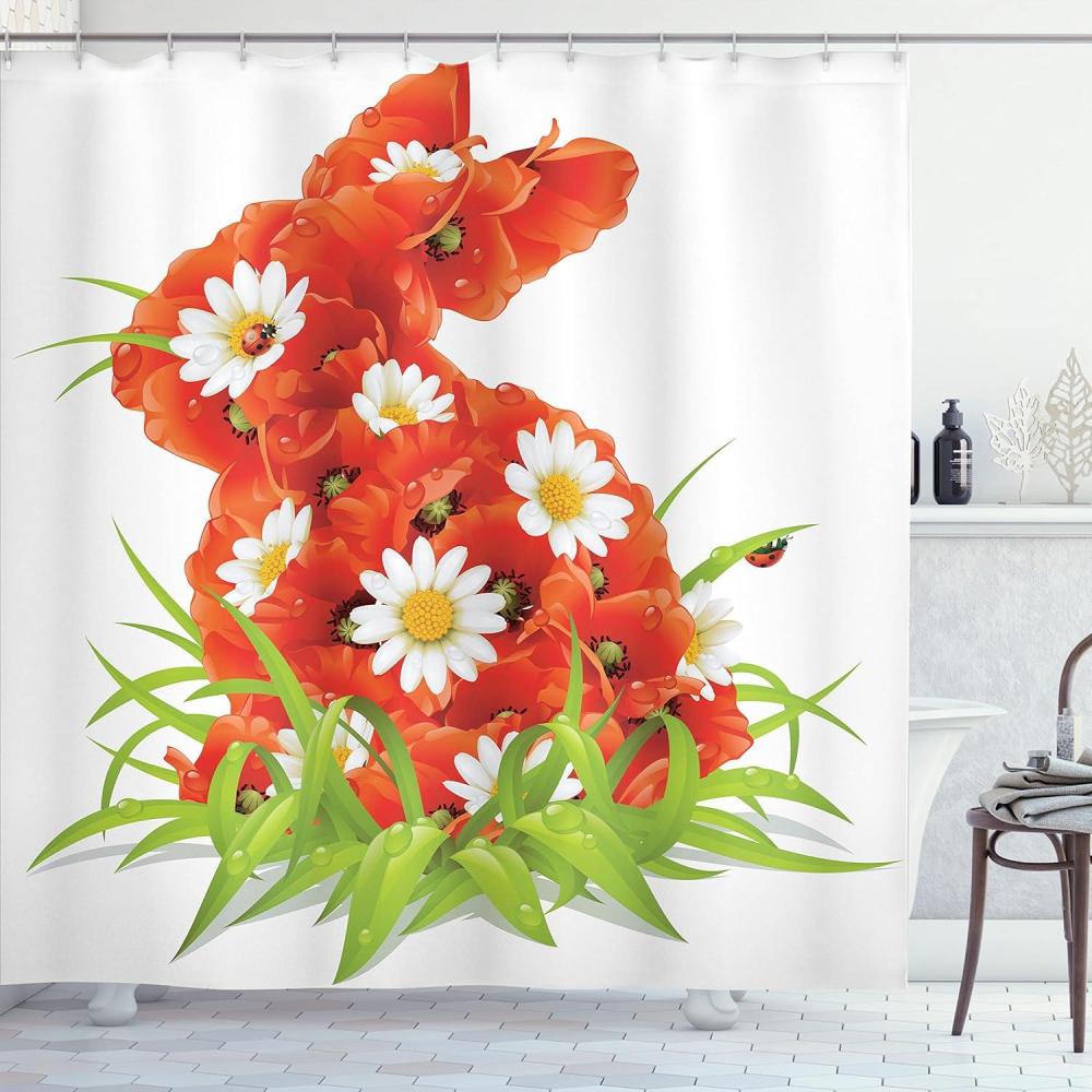 imageAmbesonne Rose Shower Curtain Romantic Lisianthus Berries as an Arch Marriage Wedding and Gatherings Design in Soft Pastel Colors Cloth Fabric Bathroom Set with Hooks 69 W x 75 L Purple CreamRed White Green