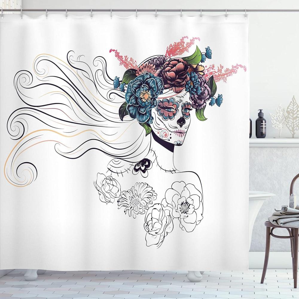 imageAmbesonne Rose Shower Curtain Romantic Lisianthus Berries as an Arch Marriage Wedding and Gatherings Design in Soft Pastel Colors Cloth Fabric Bathroom Set with Hooks 69 W x 75 L Purple CreamNavy Blue