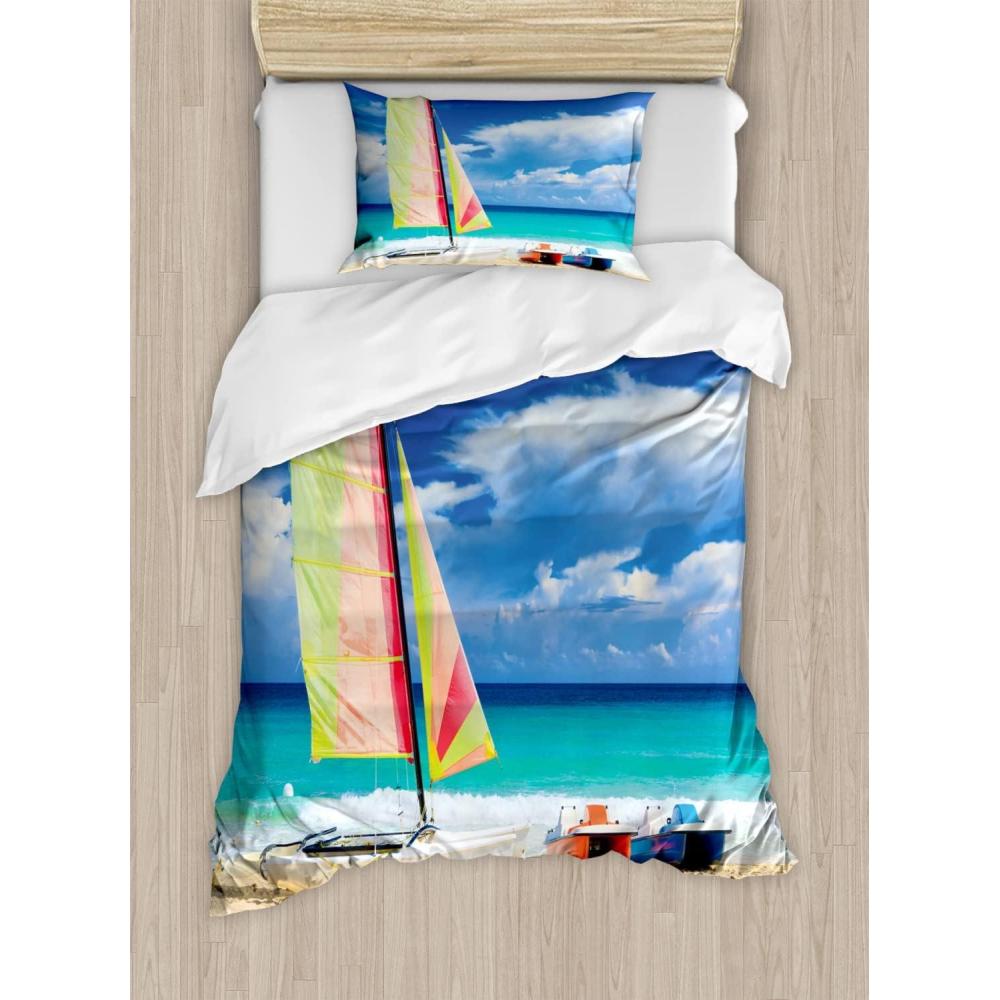 imageAmbesonne Spanish Duvet Cover Sets Te Quiero Hoy Manana Y Siempre Love Words with Heart on Arrow Valentines Bedding Set with 2 Duvet Covers amp 4 Pillowcases 2 Pack Queen Size Black Camel WhiteCream Blue