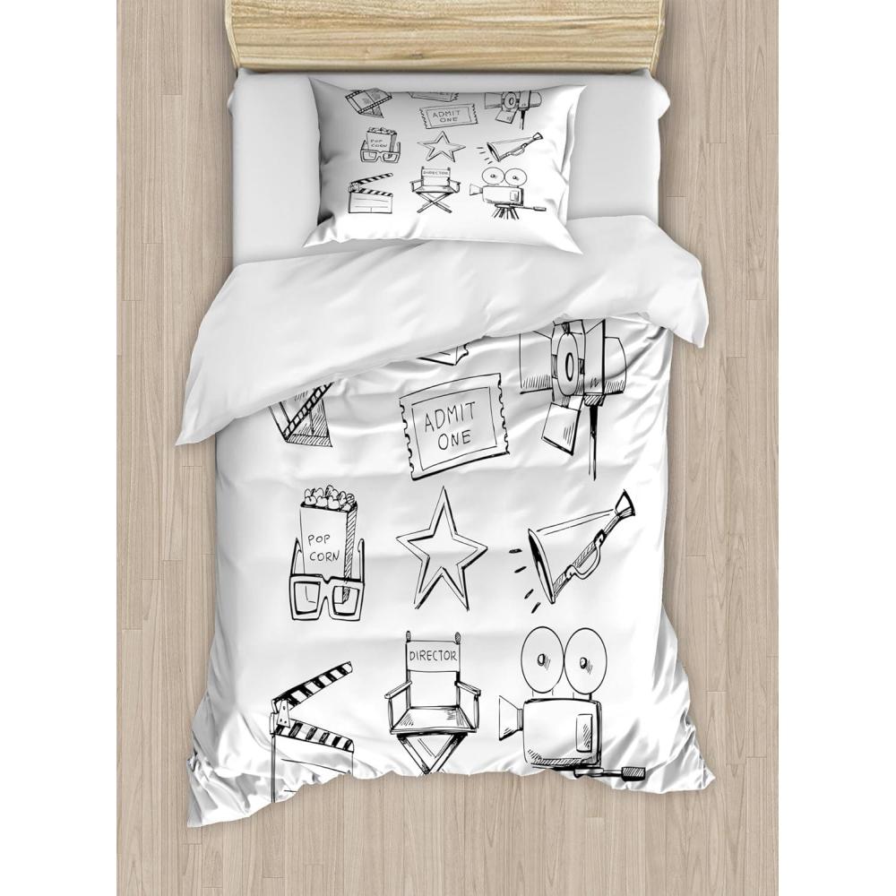 imageAmbesonne Spanish Duvet Cover Sets Te Quiero Hoy Manana Y Siempre Love Words with Heart on Arrow Valentines Bedding Set with 2 Duvet Covers amp 4 Pillowcases 2 Pack Queen Size Black Camel WhiteBlack White