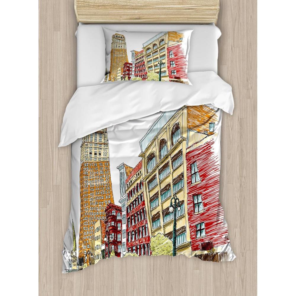 imageAmbesonne Spanish Duvet Cover Sets Te Quiero Hoy Manana Y Siempre Love Words with Heart on Arrow Valentines Bedding Set with 2 Duvet Covers amp 4 Pillowcases 2 Pack Queen Size Black Camel WhiteBeige Ruby