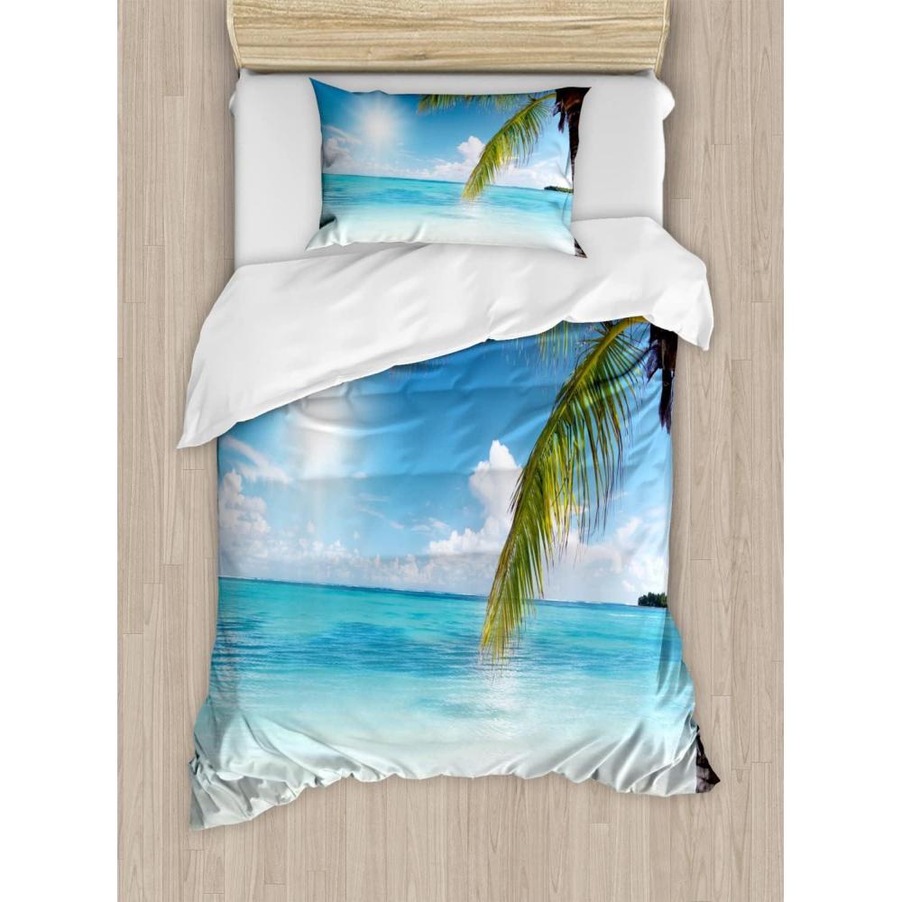 imageAmbesonne Spanish Duvet Cover Sets Te Quiero Hoy Manana Y Siempre Love Words with Heart on Arrow Valentines Bedding Set with 2 Duvet Covers amp 4 Pillowcases 2 Pack Queen Size Black Camel WhiteFern Green Sky Blue