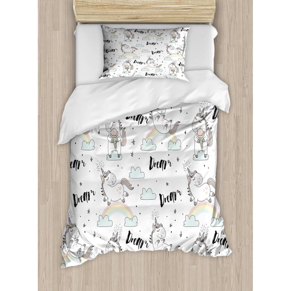 imageAmbesonne Spanish Duvet Cover Sets Te Quiero Hoy Manana Y Siempre Love Words with Heart on Arrow Valentines Bedding Set with 2 Duvet Covers amp 4 Pillowcases 2 Pack Queen Size Black Camel WhiteSoft Blue Cream