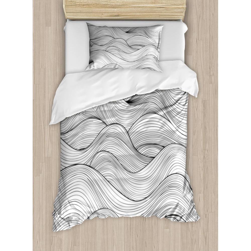 imageAmbesonne Spanish Duvet Cover Sets Te Quiero Hoy Manana Y Siempre Love Words with Heart on Arrow Valentines Bedding Set with 2 Duvet Covers amp 4 Pillowcases 2 Pack Queen Size Black Camel WhiteCharcoal Grey White