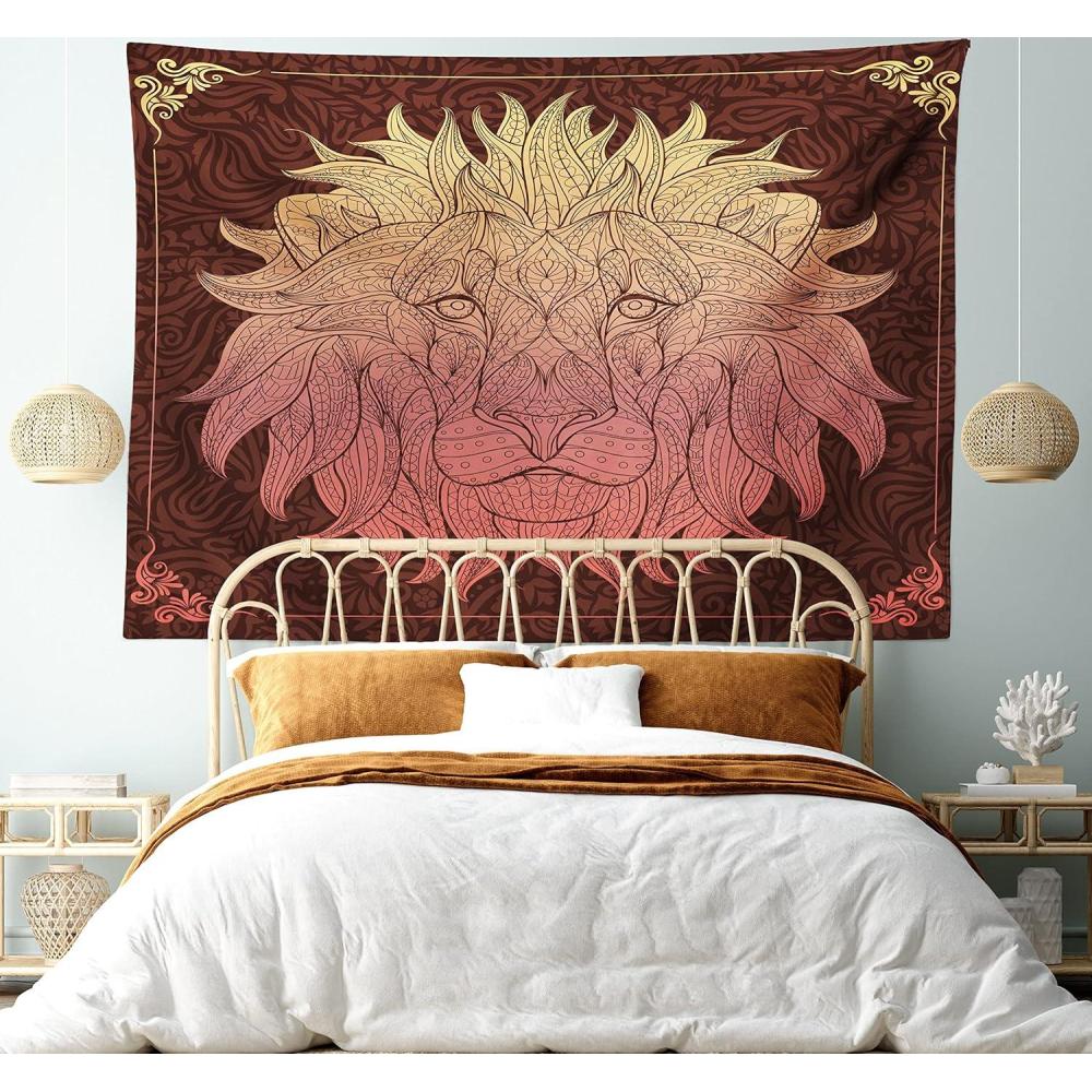 imageAmbesonne Turtle Tapestry Coral Reef and Sea Turtle Close up Photo Bonaire Island Waters Maritime Wide Wall Hanging for Bedroom Living Room Dorm 60 X 40 Pale Coffee Brown BlueMaroon and Yellow