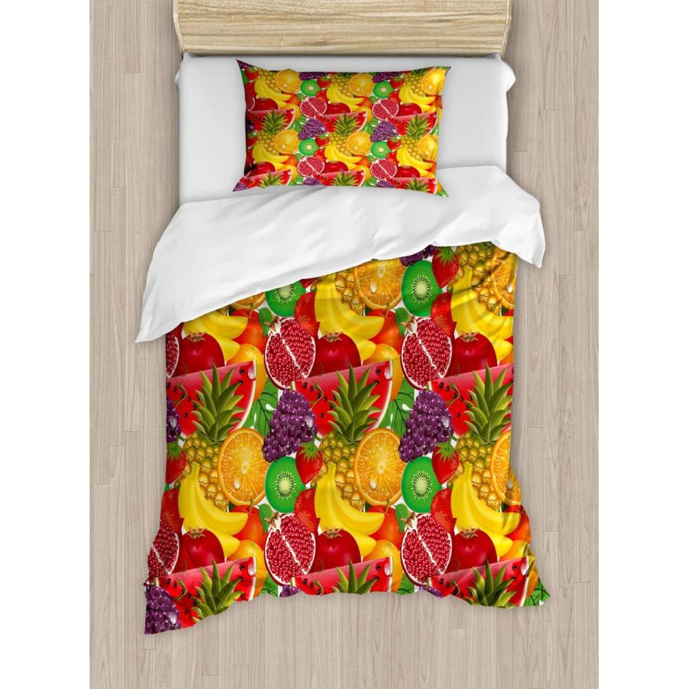 imageAmbesonne Valentine Duvet Cover Set Big Little Heart Motifs on Colorful Background with Dots Romance Love Theme Decorative 3 Piece Bedding Set with 2 Pillow Shams Queen Size Pink GreenDark Pink Multicolor