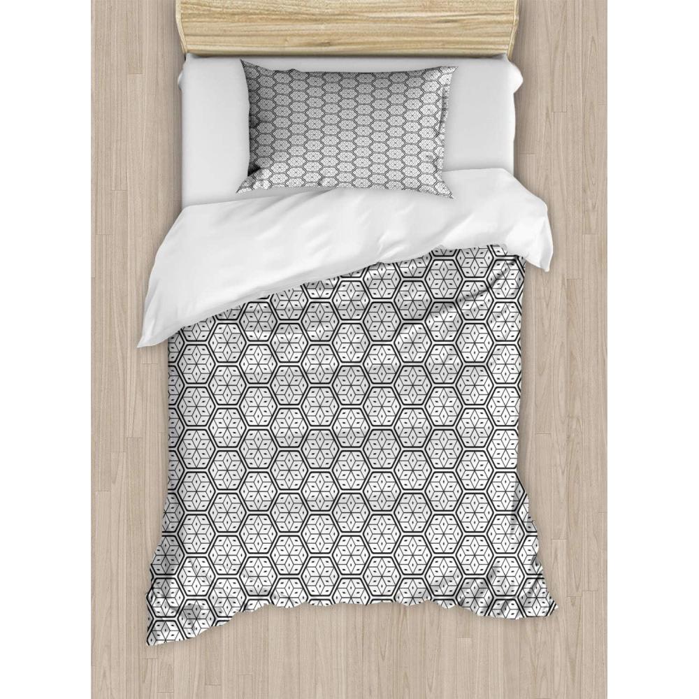 imageAmbesonne Valentine Duvet Cover Set Big Little Heart Motifs on Colorful Background with Dots Romance Love Theme Decorative 3 Piece Bedding Set with 2 Pillow Shams Queen Size Pink GreenCharcoal Grey and White