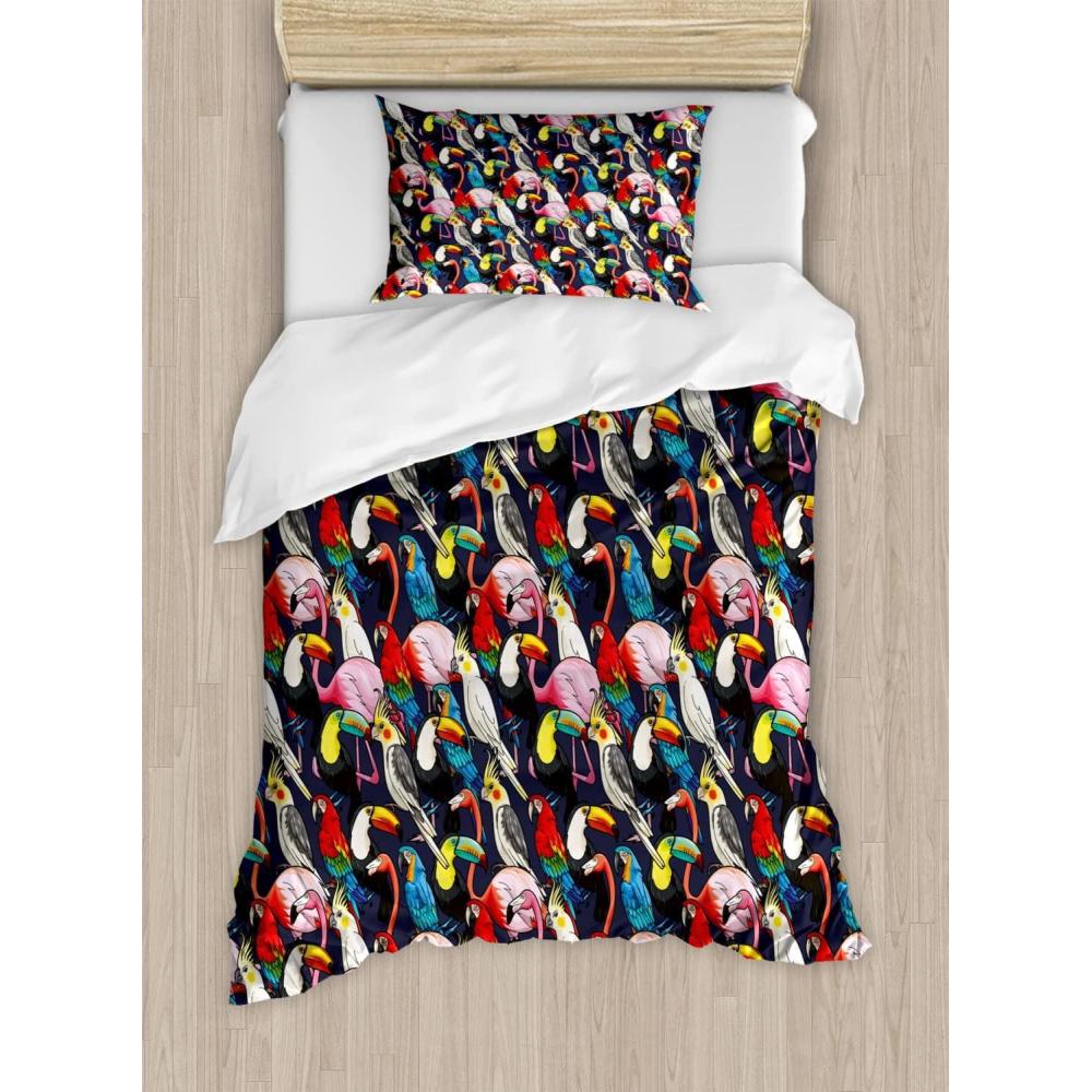 imageAmbesonne Valentine Duvet Cover Set Big Little Heart Motifs on Colorful Background with Dots Romance Love Theme Decorative 3 Piece Bedding Set with 2 Pillow Shams Queen Size Pink GreenBlack and Multicolor