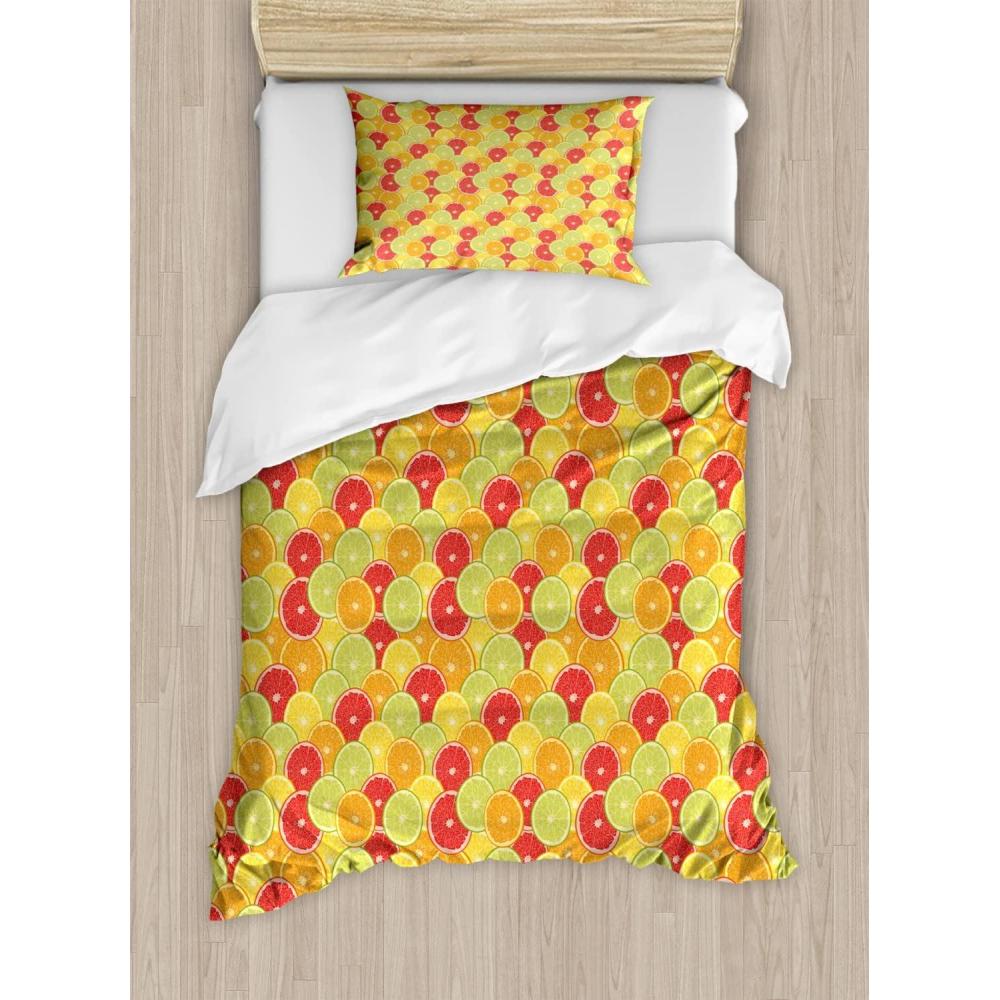 imageAmbesonne Valentine Duvet Cover Set Big Little Heart Motifs on Colorful Background with Dots Romance Love Theme Decorative 3 Piece Bedding Set with 2 Pillow Shams Queen Size Pink GreenCoral Lime Green
