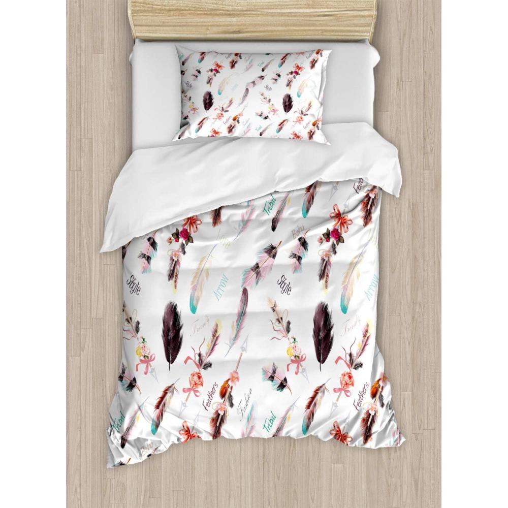 imageAmbesonne Valentine Duvet Cover Set Big Little Heart Motifs on Colorful Background with Dots Romance Love Theme Decorative 3 Piece Bedding Set with 2 Pillow Shams Queen Size Pink GreenPale Rose Multicolor