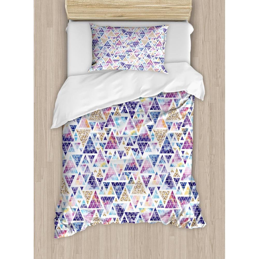 imageAmbesonne Valentine Duvet Cover Set Big Little Heart Motifs on Colorful Background with Dots Romance Love Theme Decorative 3 Piece Bedding Set with 2 Pillow Shams Queen Size Pink GreenViolet Multi