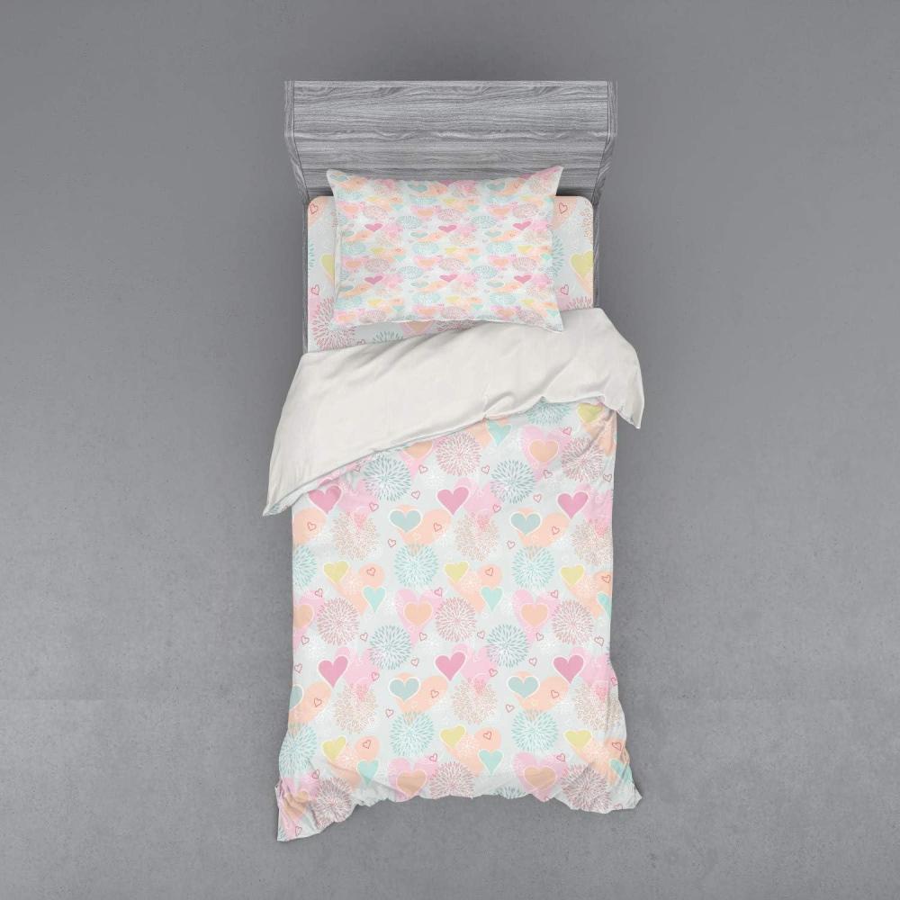 imageAmbesonne Valentines Bedding Set Love Themed Flowers Hearts and Paisleys in a Colorful Romantic Illustration 3 Piece Duvet Cover Set with Sham and Fitted Sheet Twin XL Size MulticolorMulticolor