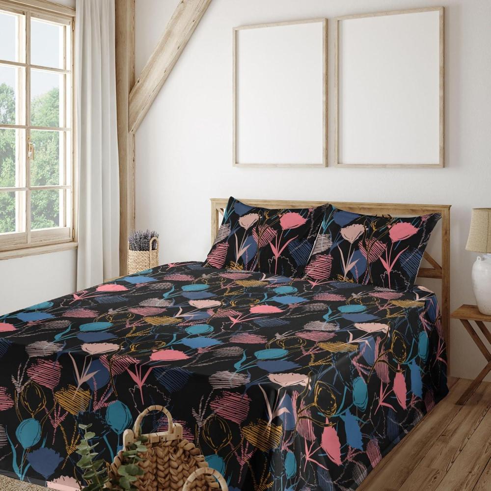 imageAmbesonne Valentines Day Sheet Set Simple Grunge Design Line Hearts Pattern on Striped Backdrop Fitted and Flat Sheet with Pillowcases Bedding Accent 4 Piece Set Calking Dark Coral Coral DimgrayPastel Pink Sea Blue