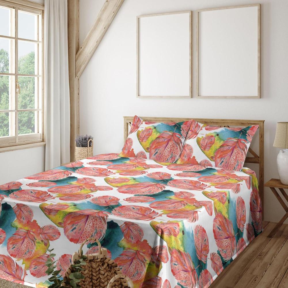 imageAmbesonne Valentines Day Sheet Set Simple Grunge Design Line Hearts Pattern on Striped Backdrop Fitted and Flat Sheet with Pillowcases Bedding Accent 4 Piece Set Calking Dark Coral Coral DimgrayApple Green Dark Coral