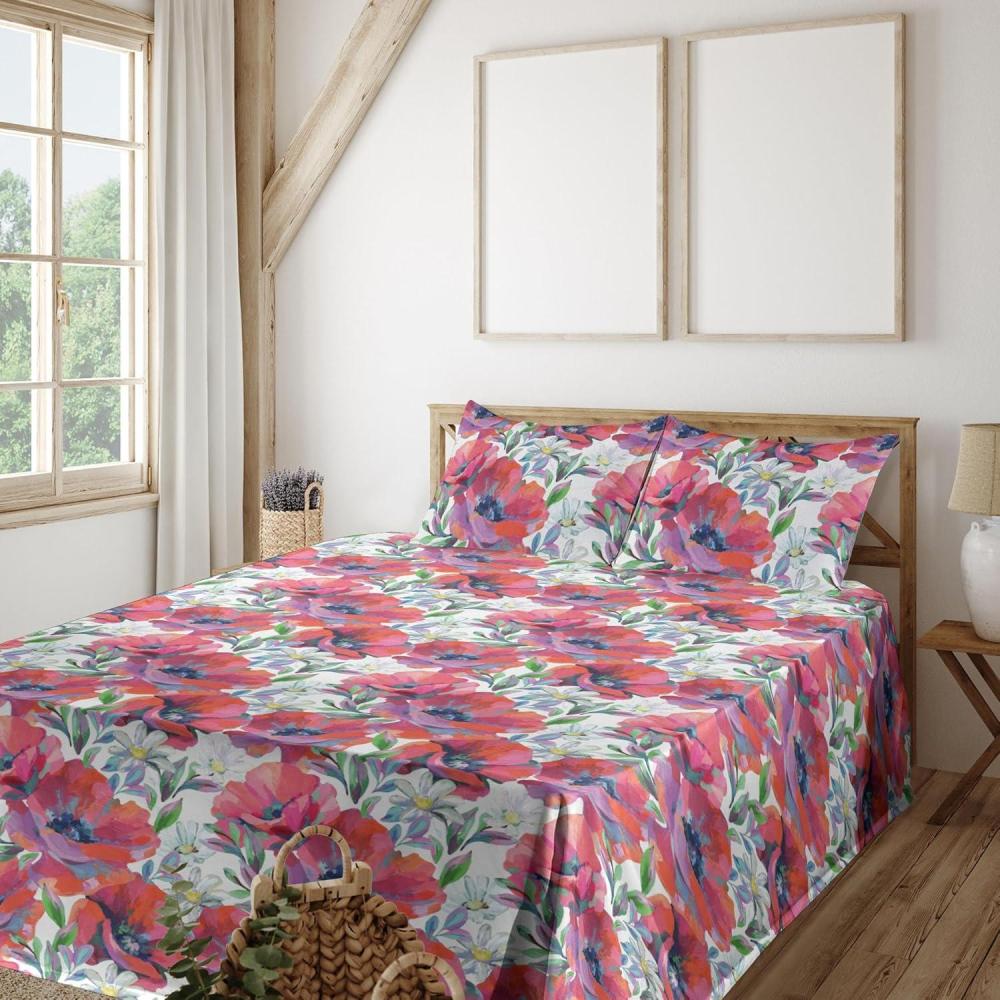 imageAmbesonne Valentines Day Sheet Set Simple Grunge Design Line Hearts Pattern on Striped Backdrop Fitted and Flat Sheet with Pillowcases Bedding Accent 4 Piece Set Calking Dark Coral Coral DimgrayCoral Fern Green White