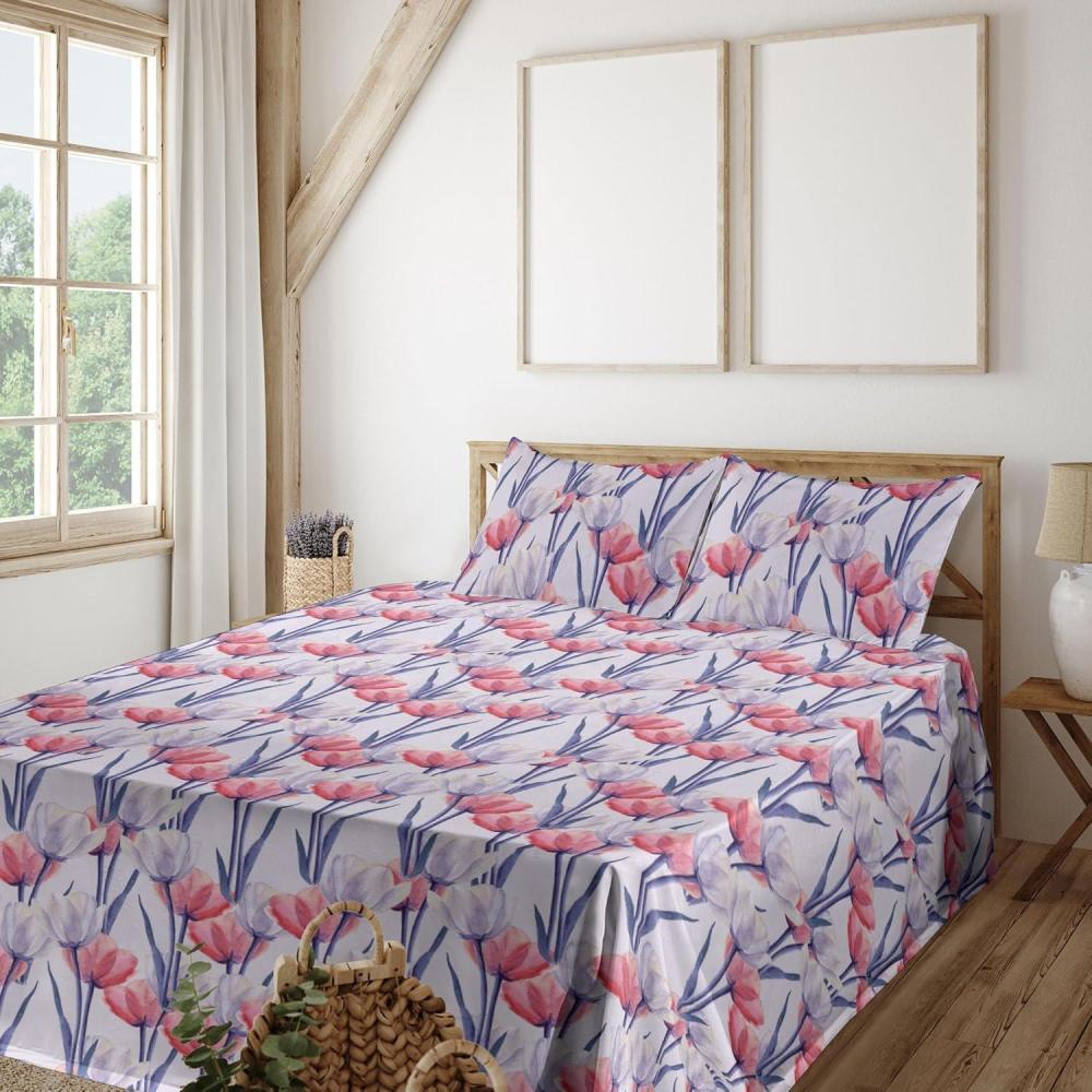 imageAmbesonne Valentines Day Sheet Set Simple Grunge Design Line Hearts Pattern on Striped Backdrop Fitted and Flat Sheet with Pillowcases Bedding Accent 4 Piece Set Calking Dark Coral Coral DimgrayPale Lavender Dark Coral