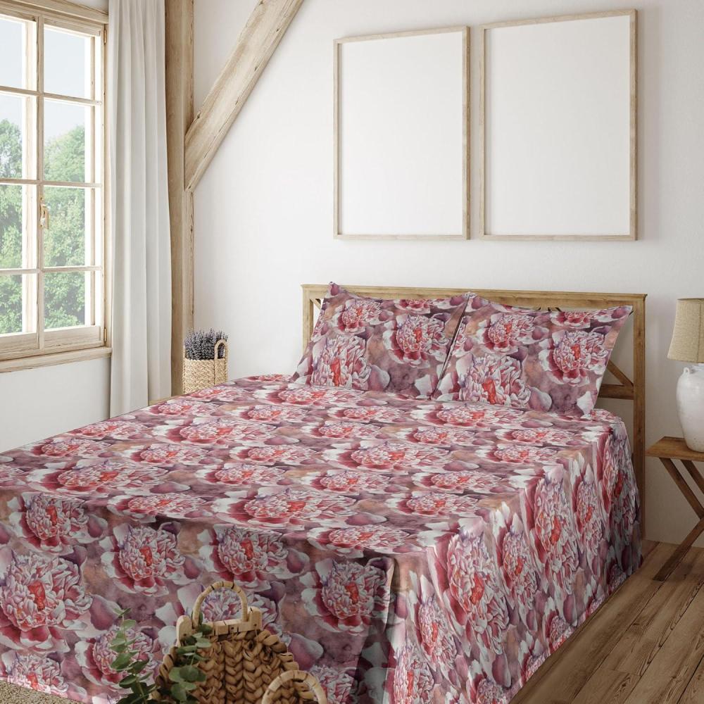 imageAmbesonne Valentines Day Sheet Set Simple Grunge Design Line Hearts Pattern on Striped Backdrop Fitted and Flat Sheet with Pillowcases Bedding Accent 4 Piece Set Calking Dark Coral Coral DimgrayDried Rose and Dark Coral