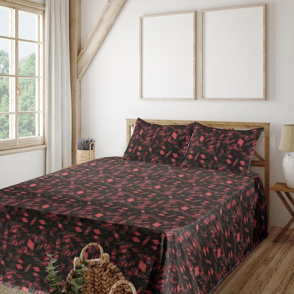 imageAmbesonne Valentines Day Sheet Set Simple Grunge Design Line Hearts Pattern on Striped Backdrop Fitted and Flat Sheet with Pillowcases Bedding Accent 4 Piece Set Calking Dark Coral Coral DimgrayDark Coral Charcoal Grey