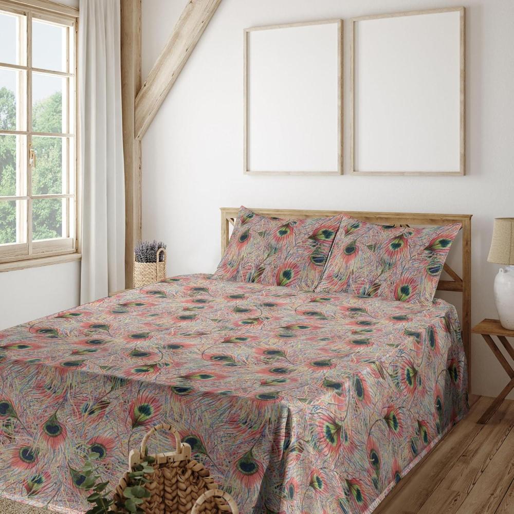 imageAmbesonne Valentines Day Sheet Set Simple Grunge Design Line Hearts Pattern on Striped Backdrop Fitted and Flat Sheet with Pillowcases Bedding Accent 4 Piece Set Calking Dark Coral Coral DimgrayDark Coral Apple Green