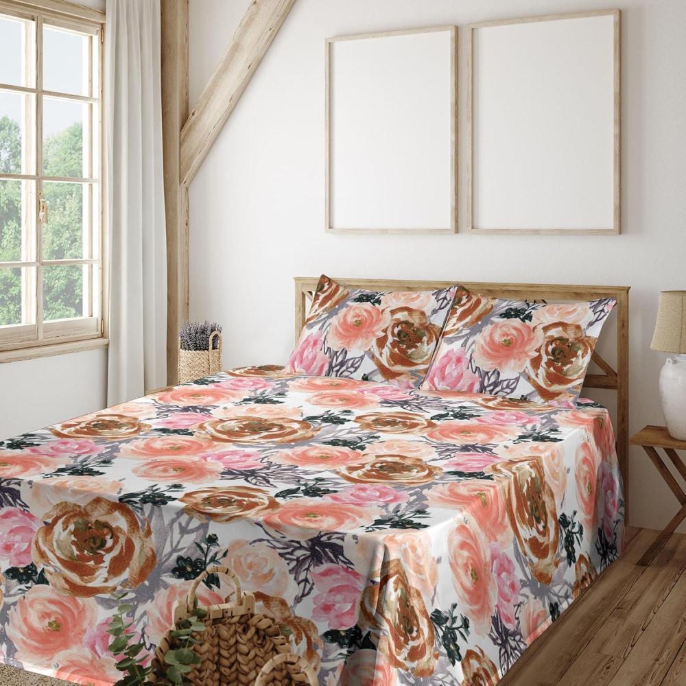 imageAmbesonne Valentines Day Sheet Set Simple Grunge Design Line Hearts Pattern on Striped Backdrop Fitted and Flat Sheet with Pillowcases Bedding Accent 4 Piece Set Calking Dark Coral Coral DimgrayDark Peach and Pastel Pink