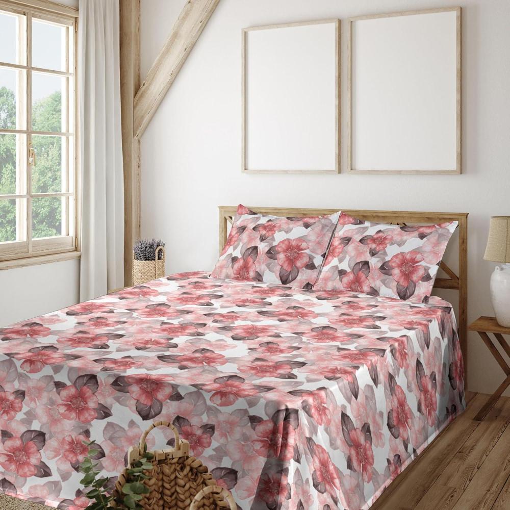 imageAmbesonne Valentines Day Sheet Set Simple Grunge Design Line Hearts Pattern on Striped Backdrop Fitted and Flat Sheet with Pillowcases Bedding Accent 4 Piece Set Calking Dark Coral Coral DimgrayCoral Dark Mauve White