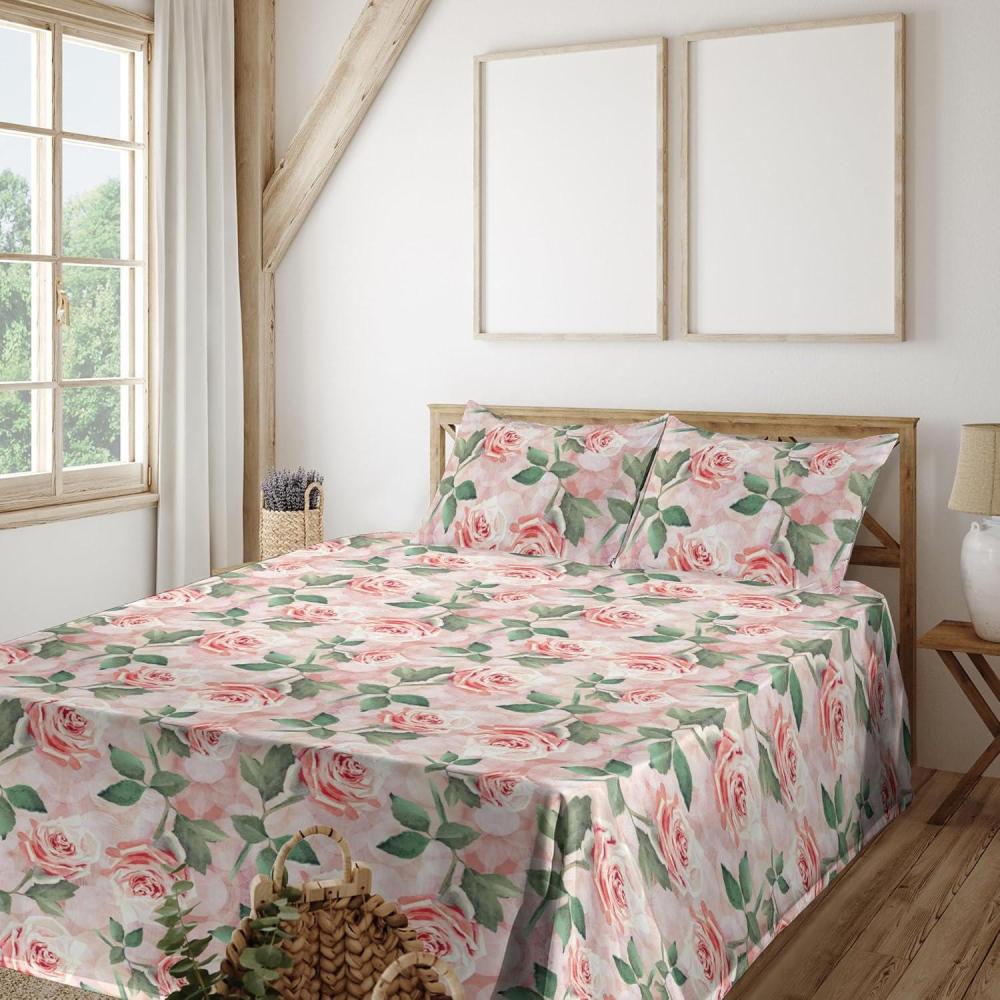 imageAmbesonne Valentines Day Sheet Set Simple Grunge Design Line Hearts Pattern on Striped Backdrop Fitted and Flat Sheet with Pillowcases Bedding Accent 4 Piece Set Calking Dark Coral Coral DimgrayPale Pink Reseda Green