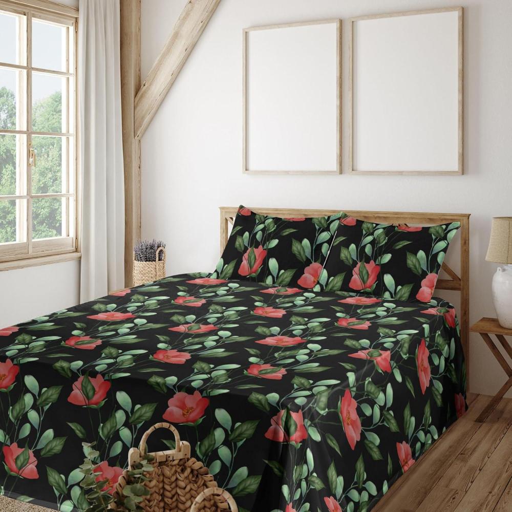 imageAmbesonne Valentines Day Sheet Set Simple Grunge Design Line Hearts Pattern on Striped Backdrop Fitted and Flat Sheet with Pillowcases Bedding Accent 4 Piece Set Calking Dark Coral Coral DimgrayDark Coral Green Black