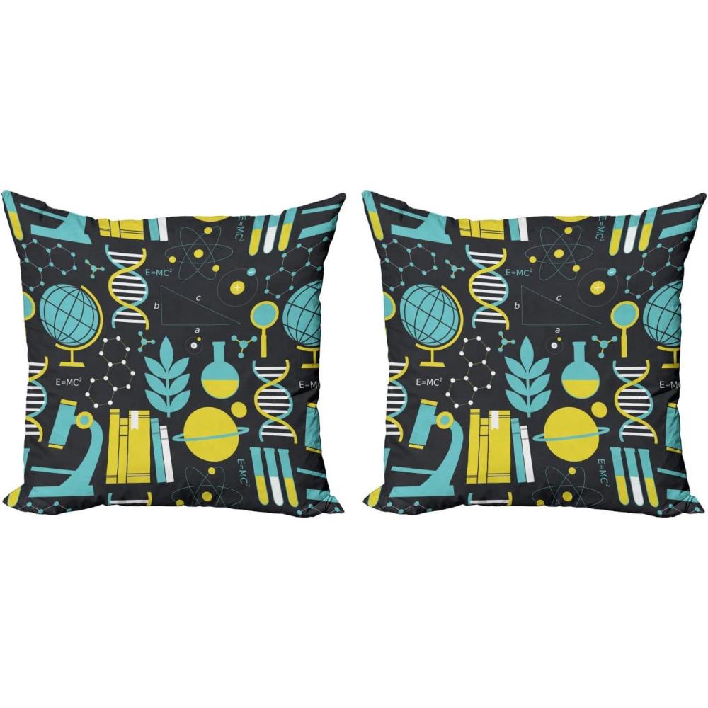 imageAmbesonne Valentines Throw Pillow Cover Set of 2 Doodle Style Hearts with Different Designs Romantic Inspirations for Art Decorative Square Covers for Couch Bed amp Sofa 24x24 Black Red PinkTurquoise Yellow Black