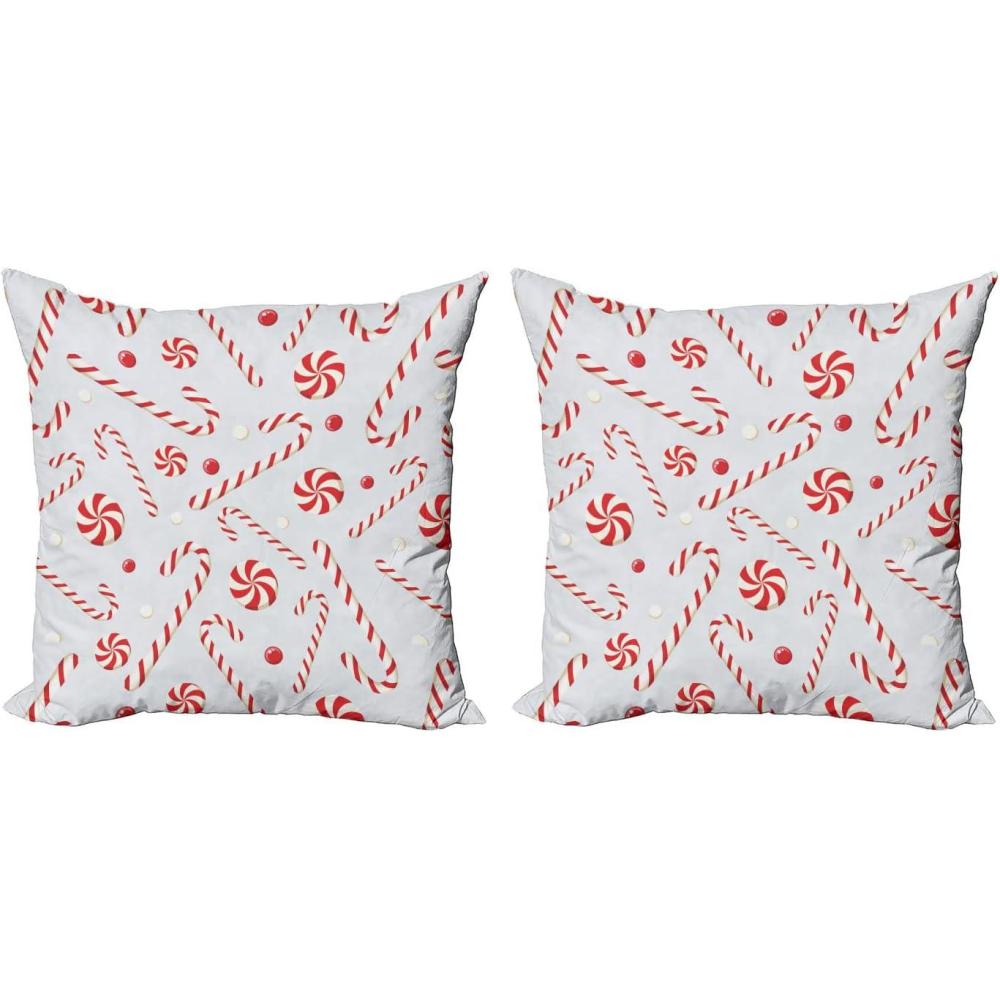 imageAmbesonne Valentines Throw Pillow Cover Set of 2 Doodle Style Hearts with Different Designs Romantic Inspirations for Art Decorative Square Covers for Couch Bed amp Sofa 24x24 Black Red PinkRed White Coconut