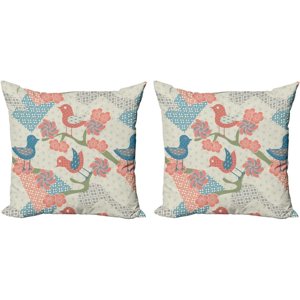 imageAmbesonne Valentines Throw Pillow Cover Set of 2 Doodle Style Hearts with Different Designs Romantic Inspirations for Art Decorative Square Covers for Couch Bed amp Sofa 24x24 Black Red PinkSalmon Pale Green Blue