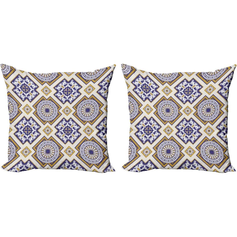 imageAmbesonne Valentines Throw Pillow Cover Set of 2 Doodle Style Hearts with Different Designs Romantic Inspirations for Art Decorative Square Covers for Couch Bed amp Sofa 24x24 Black Red PinkEarth Yellow and Dark Blue