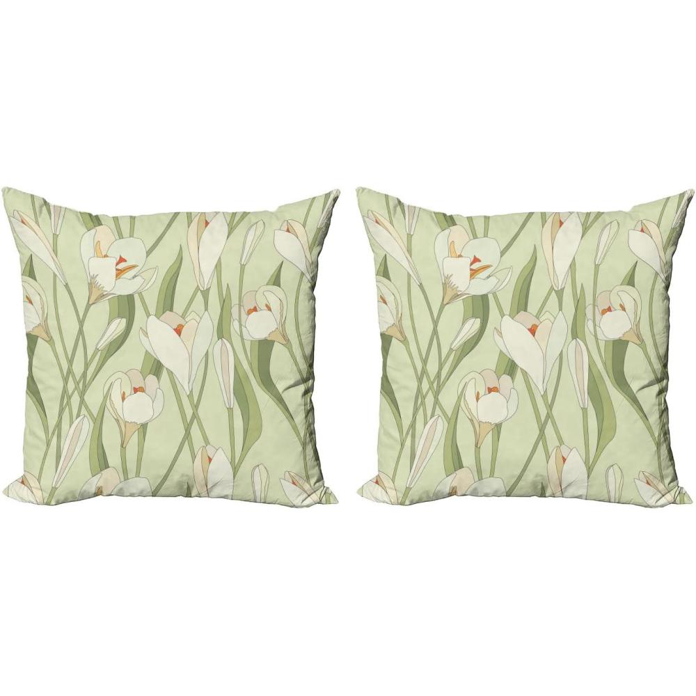 imageAmbesonne Valentines Throw Pillow Cover Set of 2 Doodle Style Hearts with Different Designs Romantic Inspirations for Art Decorative Square Covers for Couch Bed amp Sofa 24x24 Black Red PinkPale Green Orange Cream
