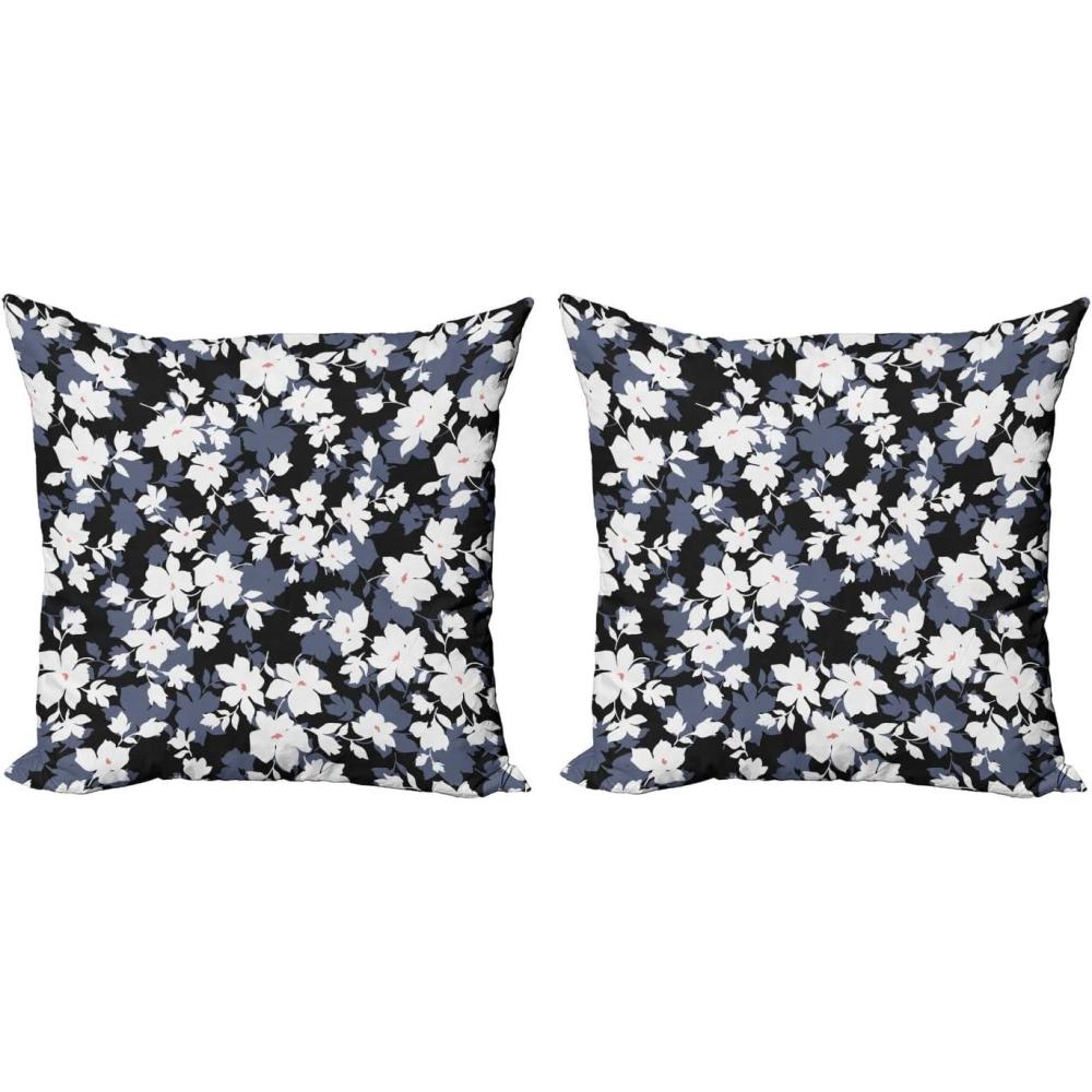 imageAmbesonne Valentines Throw Pillow Cover Set of 2 Doodle Style Hearts with Different Designs Romantic Inspirations for Art Decorative Square Covers for Couch Bed amp Sofa 24x24 Black Red PinkBlack White Dimgrey