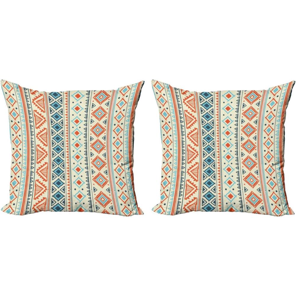 imageAmbesonne Valentines Throw Pillow Cover Set of 2 Doodle Style Hearts with Different Designs Romantic Inspirations for Art Decorative Square Covers for Couch Bed amp Sofa 24x24 Black Red PinkOrange Blue Pale Yellow