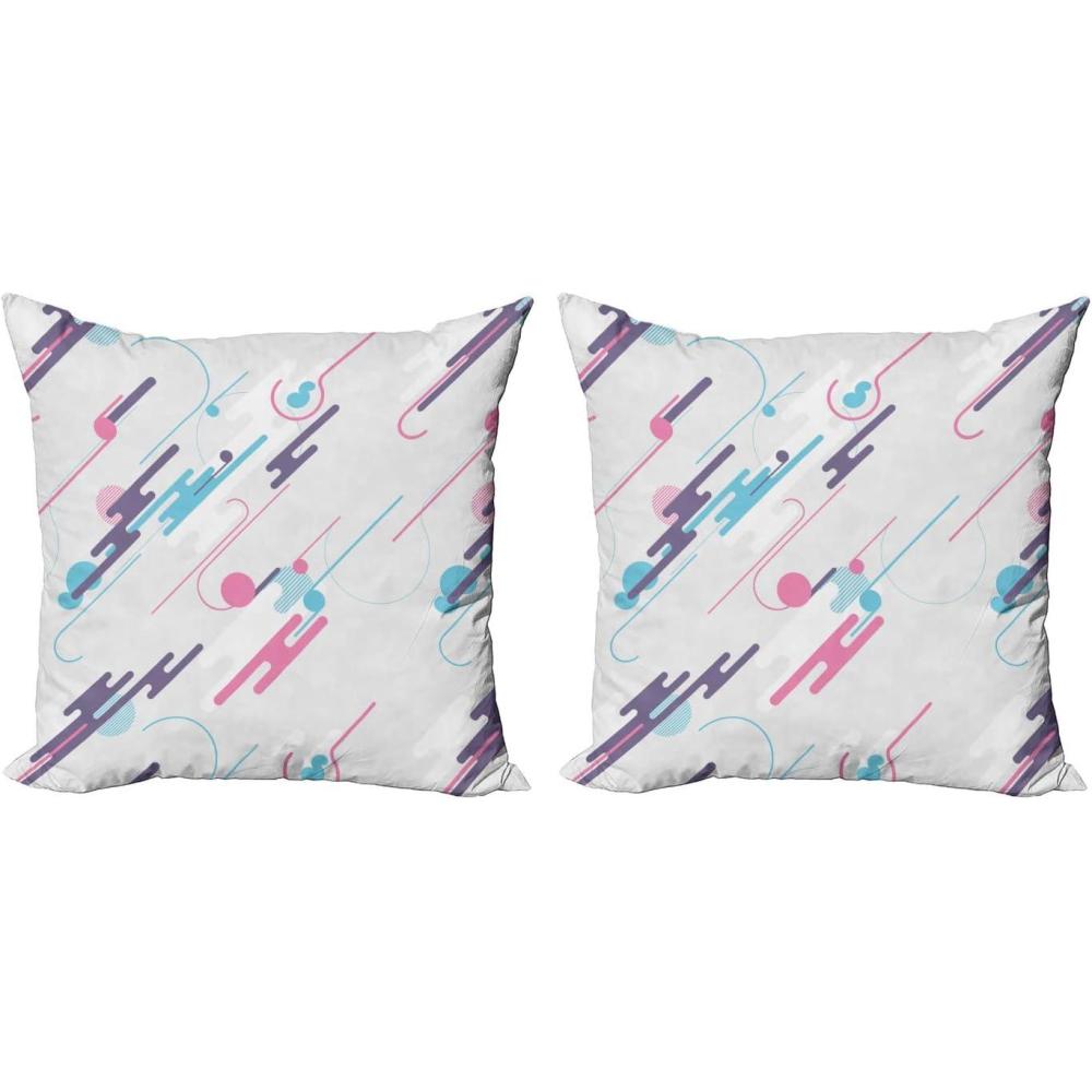 imageAmbesonne Valentines Throw Pillow Cover Set of 2 Doodle Style Hearts with Different Designs Romantic Inspirations for Art Decorative Square Covers for Couch Bed amp Sofa 24x24 Black Red PinkPale Blue Plum Pink
