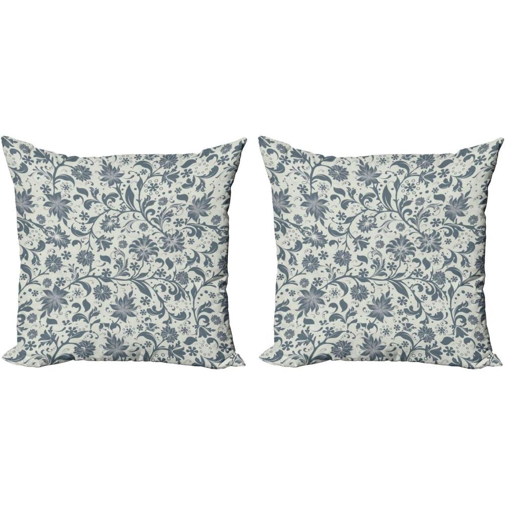imageAmbesonne Valentines Throw Pillow Cover Set of 2 Doodle Style Hearts with Different Designs Romantic Inspirations for Art Decorative Square Covers for Couch Bed amp Sofa 24x24 Black Red PinkBeige Slate Blue
