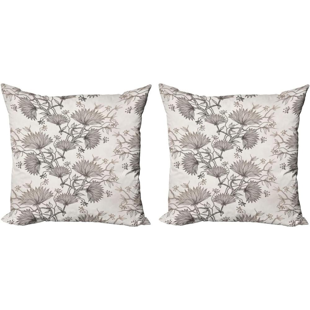 imageAmbesonne Valentines Throw Pillow Cover Set of 2 Doodle Style Hearts with Different Designs Romantic Inspirations for Art Decorative Square Covers for Couch Bed amp Sofa 24x24 Black Red PinkEggshell Taupe