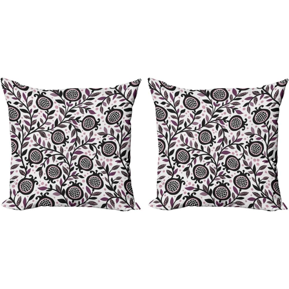 imageAmbesonne Valentines Throw Pillow Cover Set of 2 Doodle Style Hearts with Different Designs Romantic Inspirations for Art Decorative Square Covers for Couch Bed amp Sofa 24x24 Black Red PinkPlum Blush Black