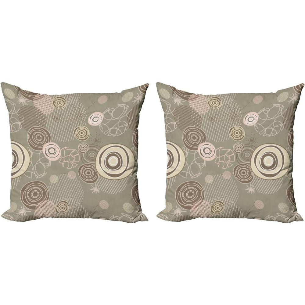 imageAmbesonne Valentines Throw Pillow Cover Set of 2 Doodle Style Hearts with Different Designs Romantic Inspirations for Art Decorative Square Covers for Couch Bed amp Sofa 24x24 Black Red PinkSage Green Brown Blush
