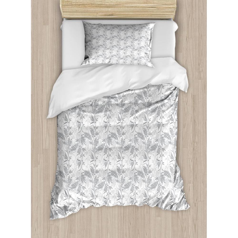 imageAmbesonne Watercolor Flowers Duvet Cover Sets Classical Feminine Rose Branch Bouquet Romantic Essence Valentines Bedding Set with 2 Duvet Covers amp 2 Pillowcases 2 Pack Twin Size Violet BlueGrey Pale Grey White
