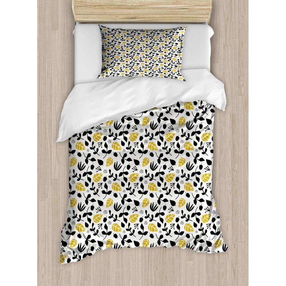 imageAmbesonne Watercolor Flowers Duvet Cover Sets Classical Feminine Rose Branch Bouquet Romantic Essence Valentines Bedding Set with 2 Duvet Covers amp 2 Pillowcases 2 Pack Twin Size Violet BlueBlack White and Yellow