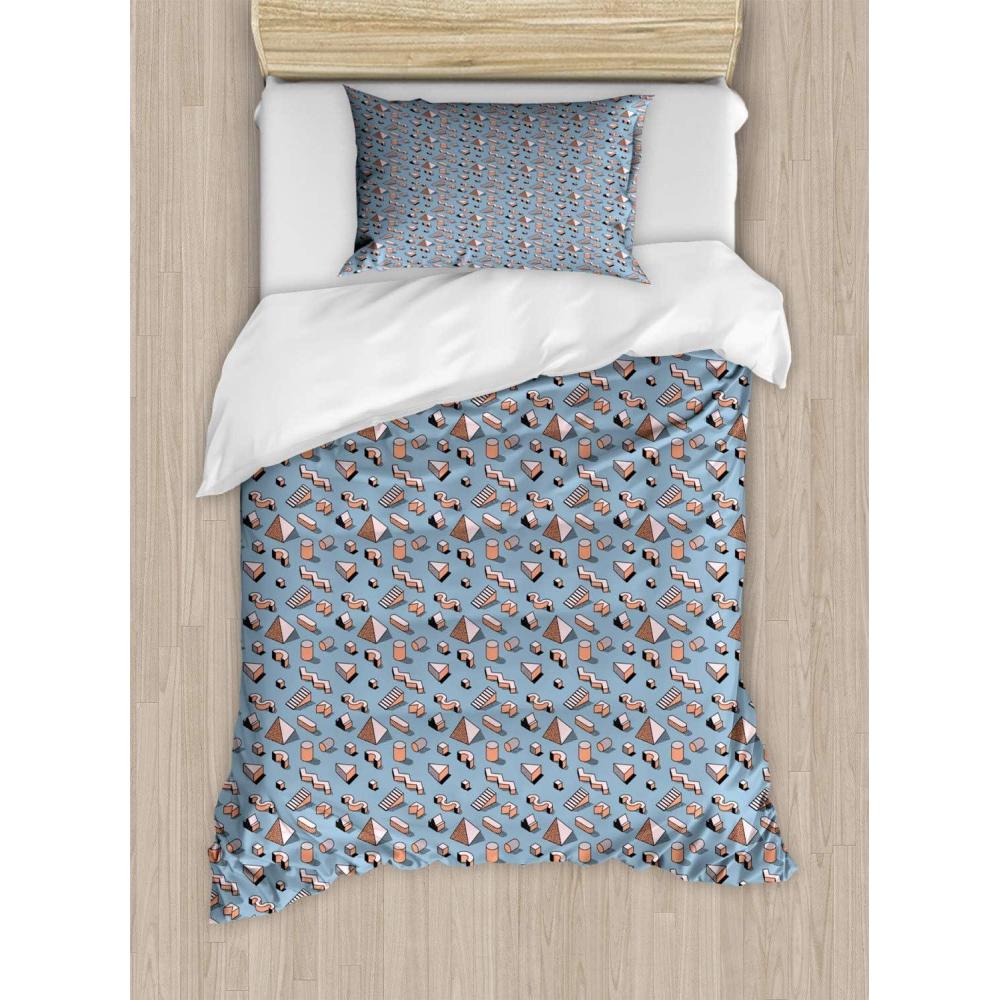 imageAmbesonne You and Me Duvet Cover Sets Romantic Couple Lovers in a Heart Shape with Love Words Valentines Bedding Set with 2 Duvet Covers amp 4 Pillowcases 2 Pack King Size Pale Pink Mauve TaupeCoral and Pale Blue